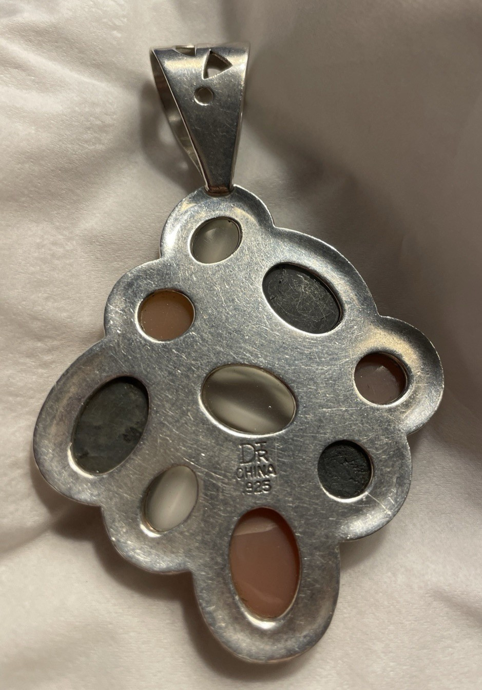 Jay King Mine Finds Multi Stone Pendant On 21 Inch Thick Sterling Silver Chain