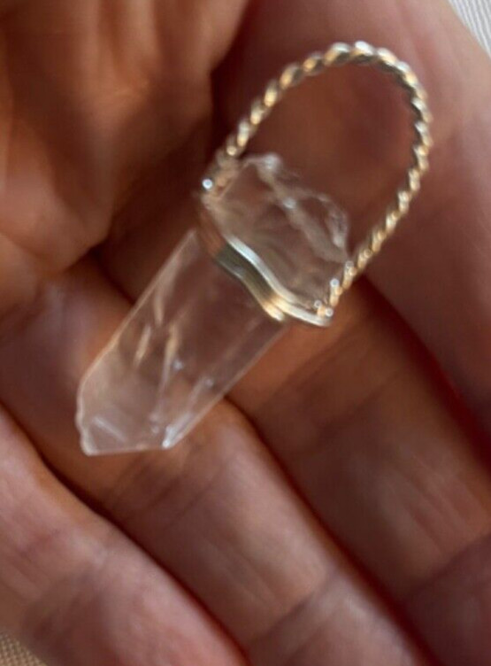 ONE NATURAL RAW CRYSTAL POINT .925 STERLING SILVER HAND WRAPPED BAIL WHOLESALE
