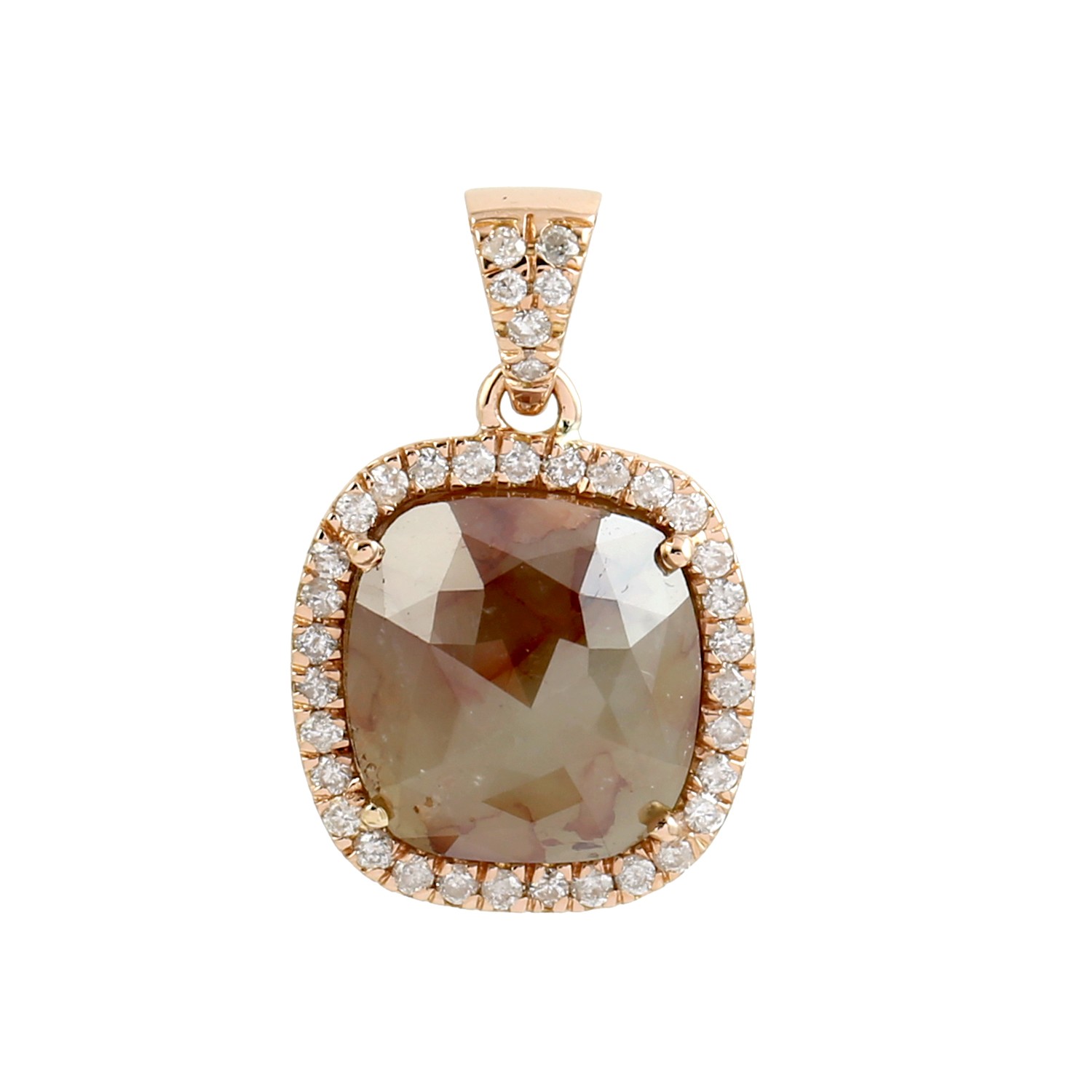 18K Rose Gold Diamond Halo Pendant Elegant Luxury Jewelry For Women