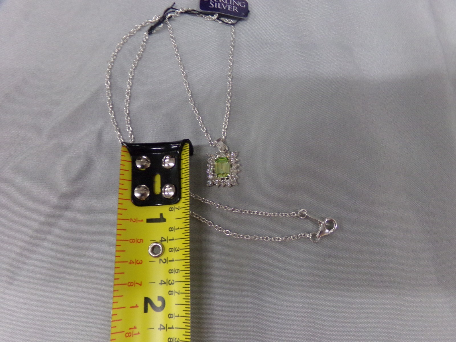 Beautiful Sterling Silver Signed 925 Green Peridot 18″ Necklace With Pendant NEW