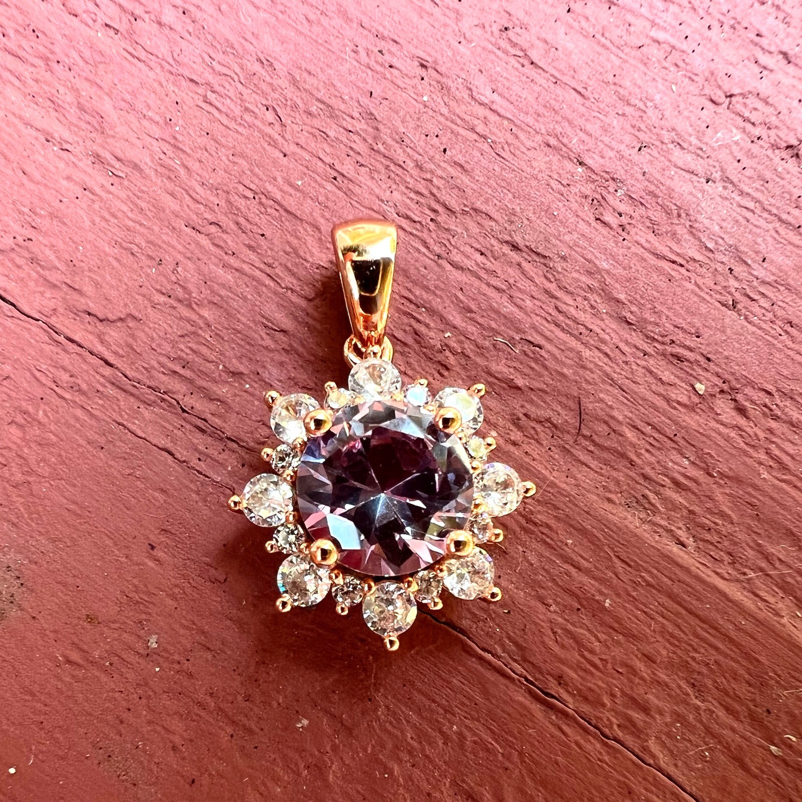 Lab Grown Color Change Alexandrite Pendant Rose Gold Vermeil , June Birthstone