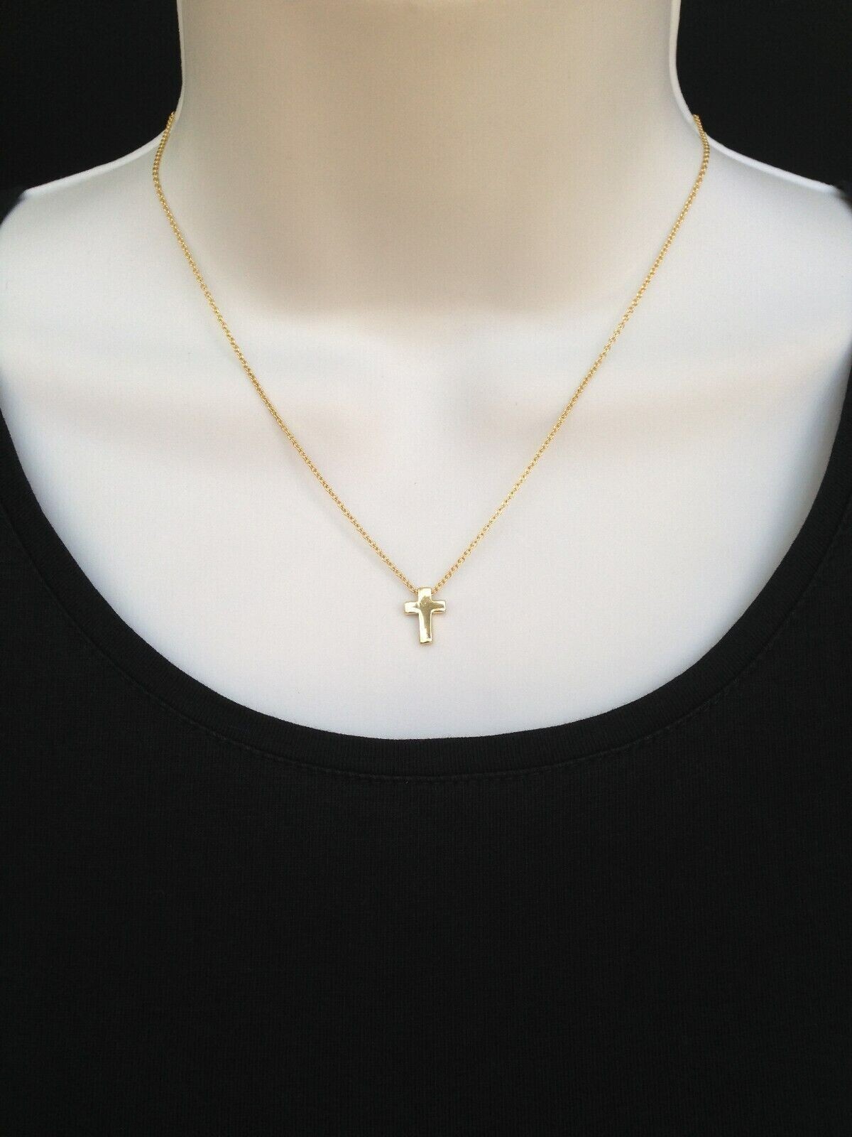 Gold Plated Cross Necklace 925 Sterling Silver Pendant Womens Small 11mm Slide