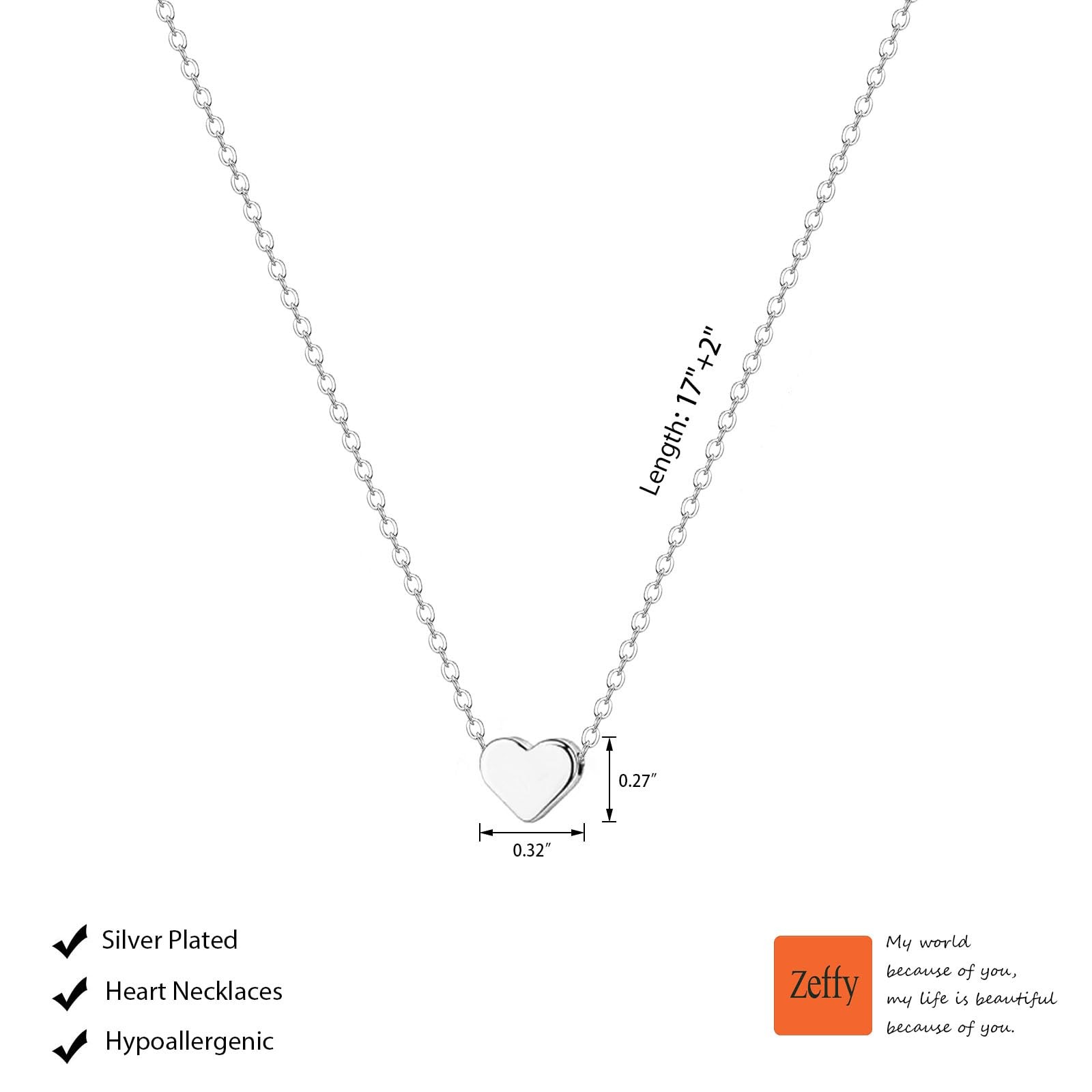 Tiny Heart Necklace Sterling Silver Dainty Cute Heart Choker Necklaces Simple He