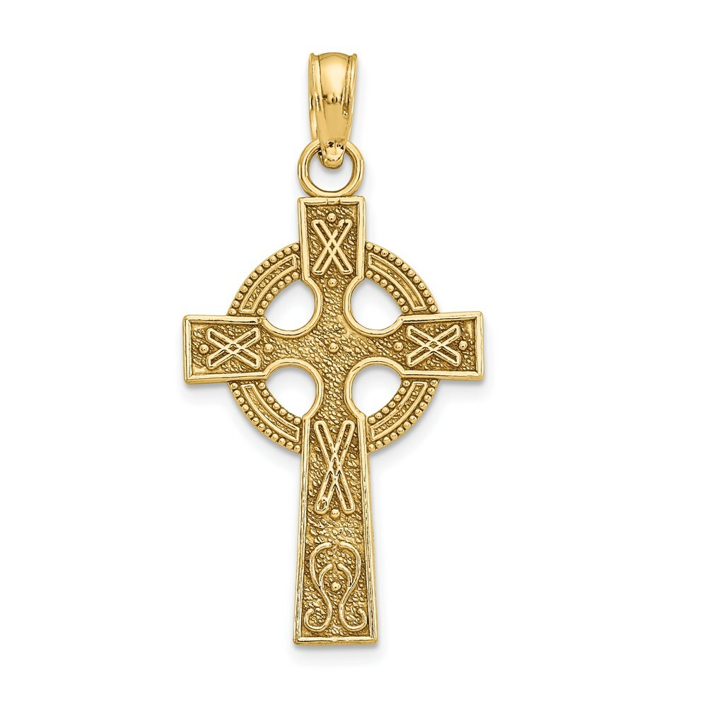 Real 14kt Yellow Gold Celtic Cross Pendant