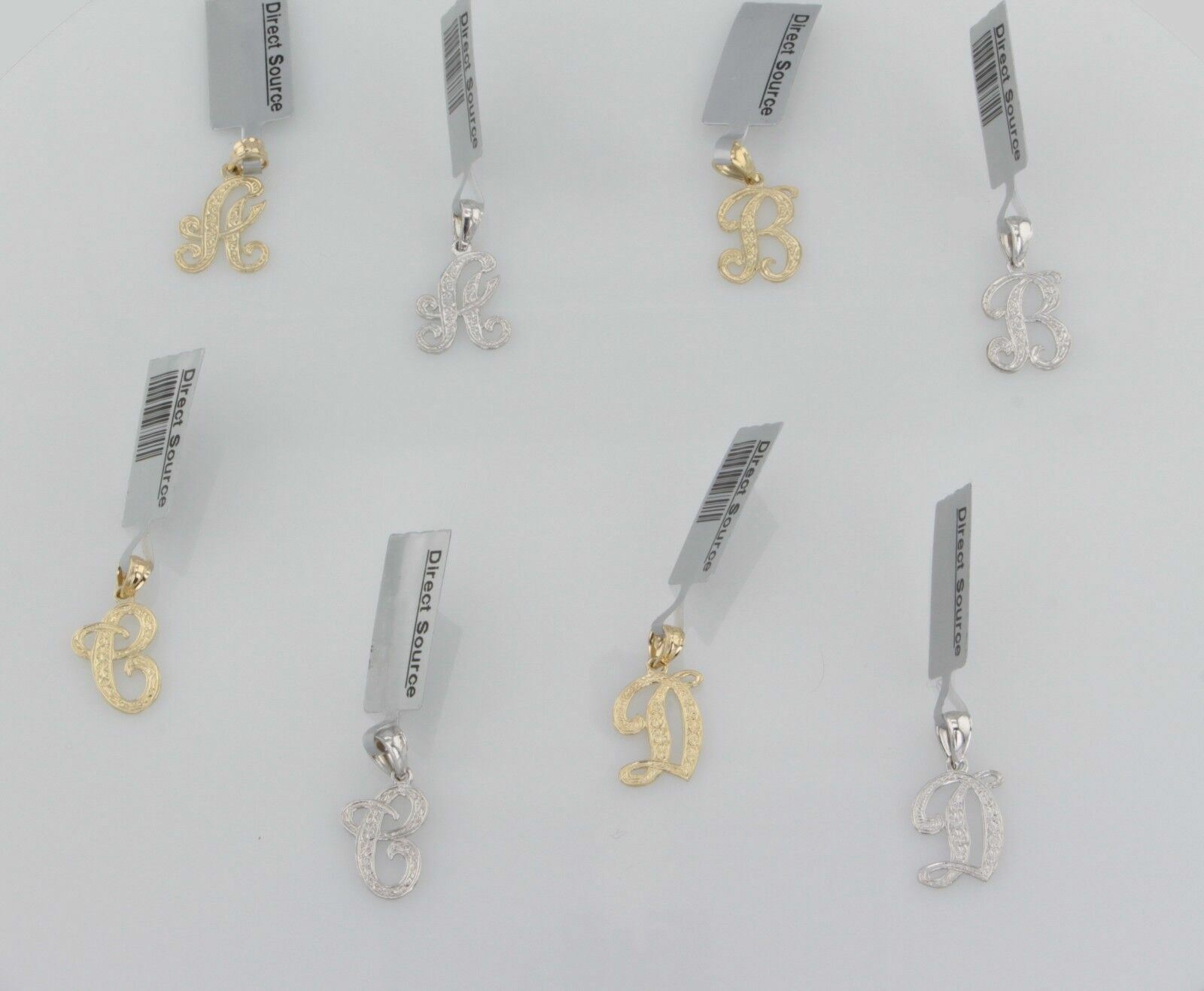 14k Yellow or White Gold Initial Letter D Alphabet A-Z Charm Pendant