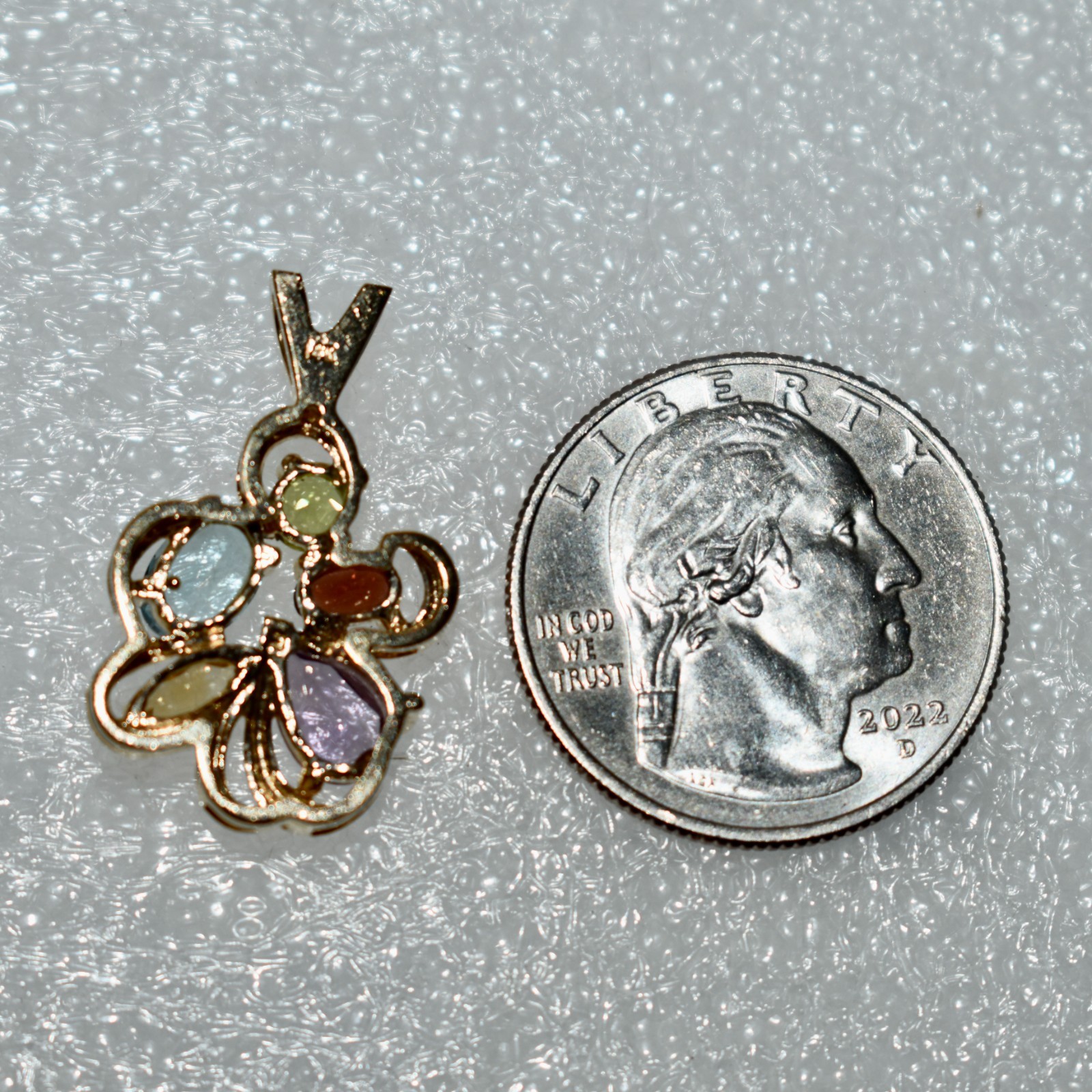 Multi Gemstone 14K Gold Pendant Garnet—Topaz—Citrine—Amethyst—Peridot 3.66 gm