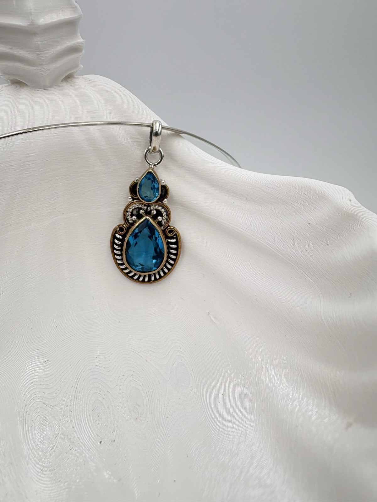 925 Sterling Silver Blue Topaz Teardrop Pendant – Pendant Only