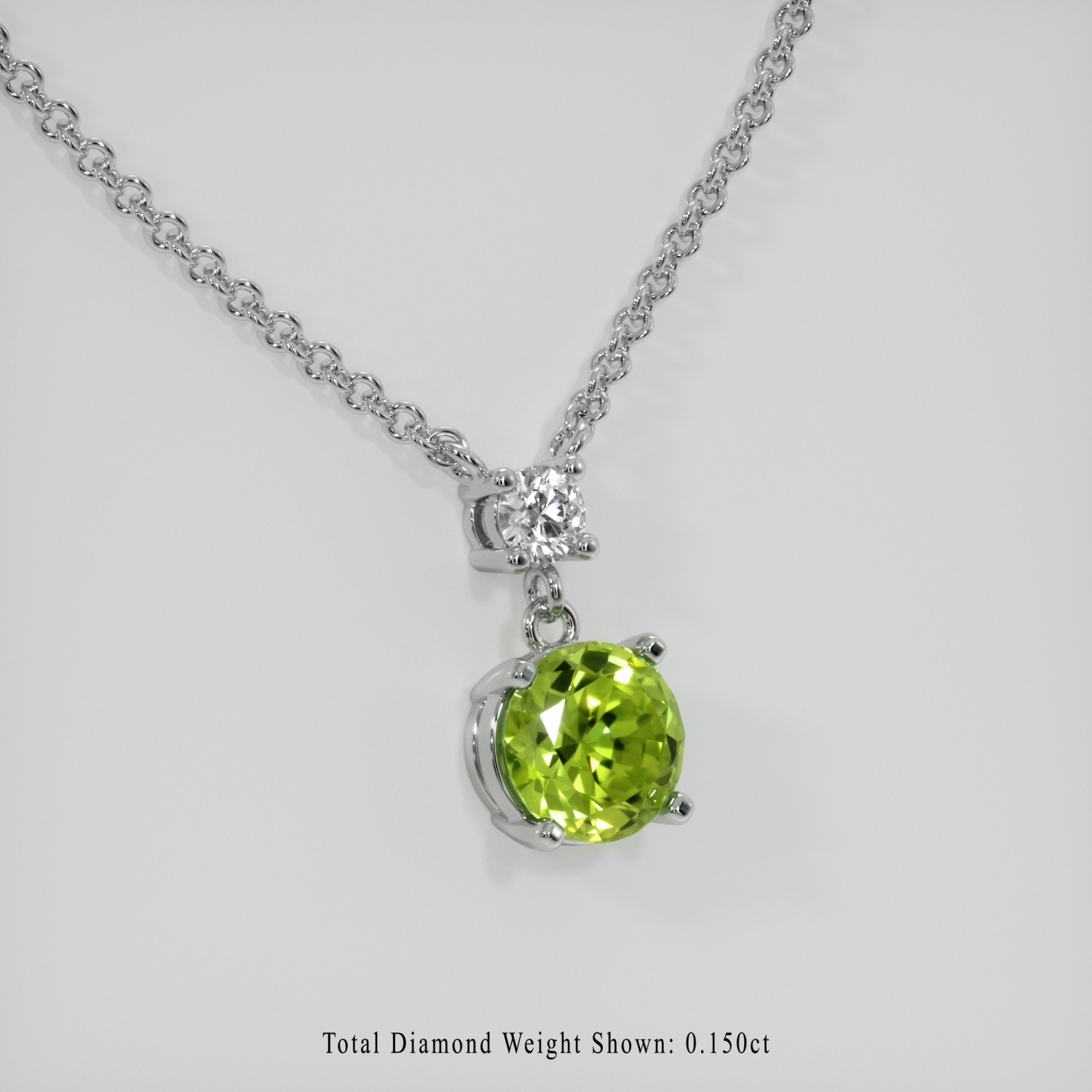 Pakistan Round Green Peridot Platinum 950 Necklace 1.31CT