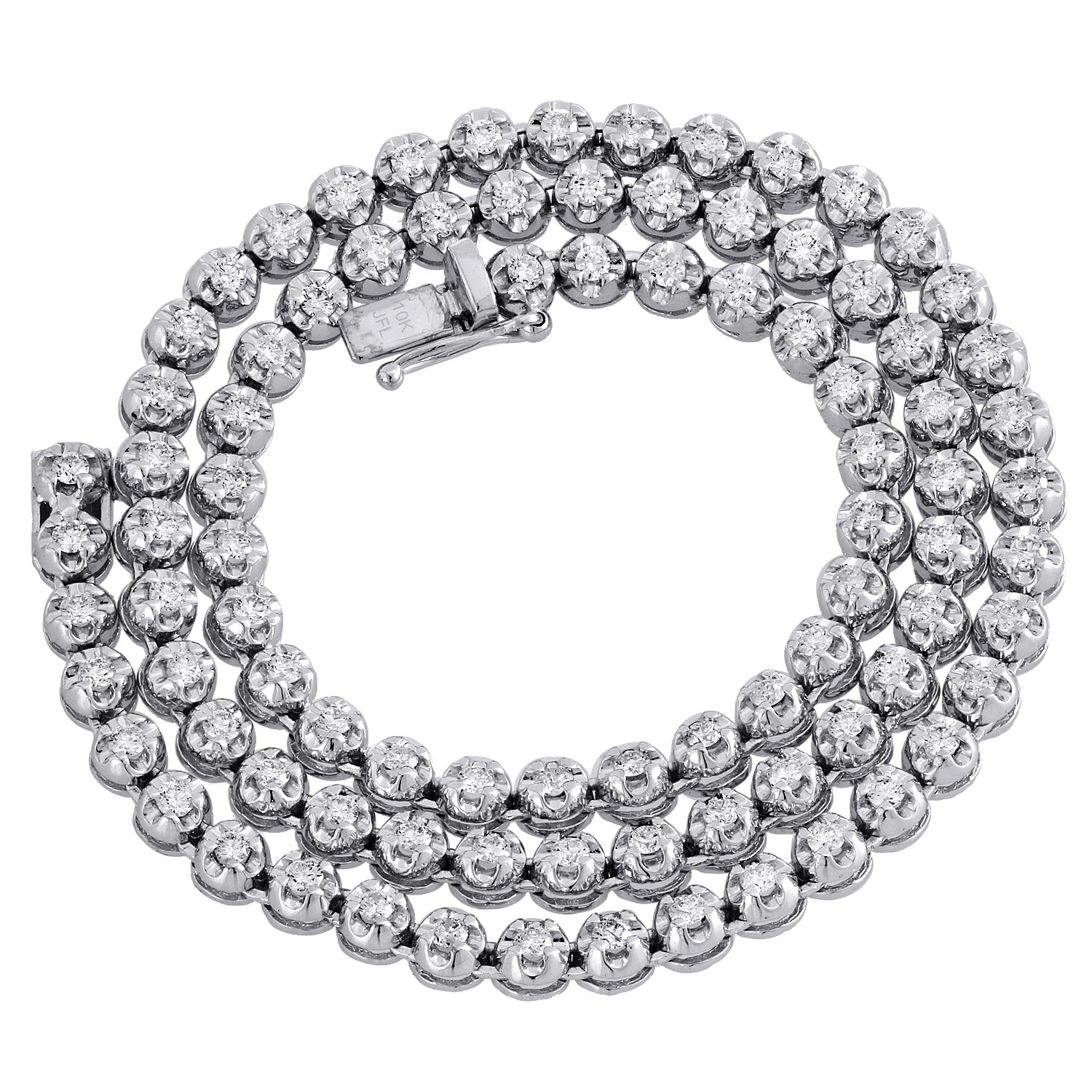 10K White Gold Diamond Prong Set Tennis Choker Chain 18″ Necklace 5mm | 5.25 CT.