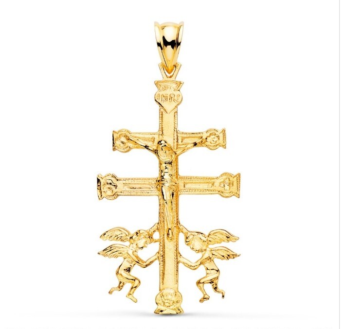 Pendant Gold 18k 750 Mls. Cross Of Caravaca. 36 X 0 7/8in 0.14oz