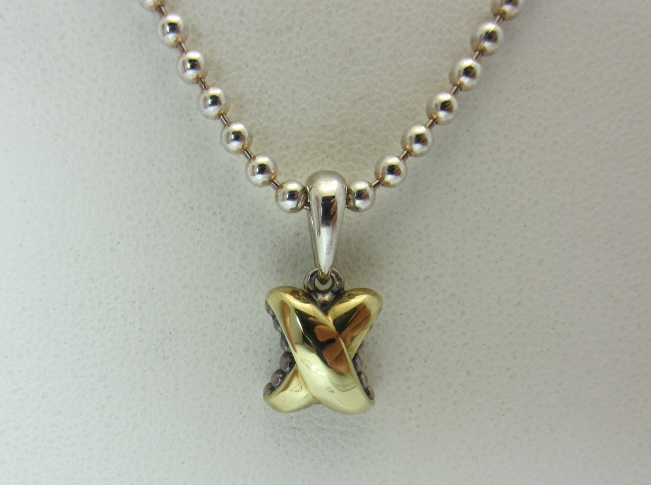 Lagos Caviar Embrace X Sterling Silver 18K Gold Pendant Bead Necklace