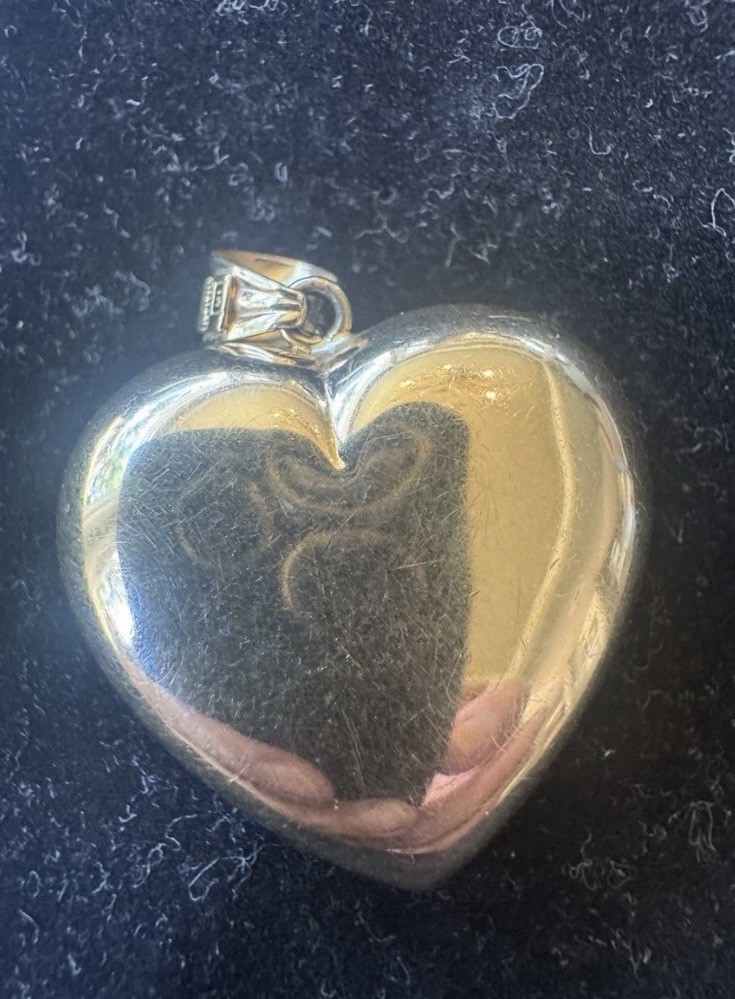 Heart Shaped Solid 14k Yellow Gold Pendant With Stones