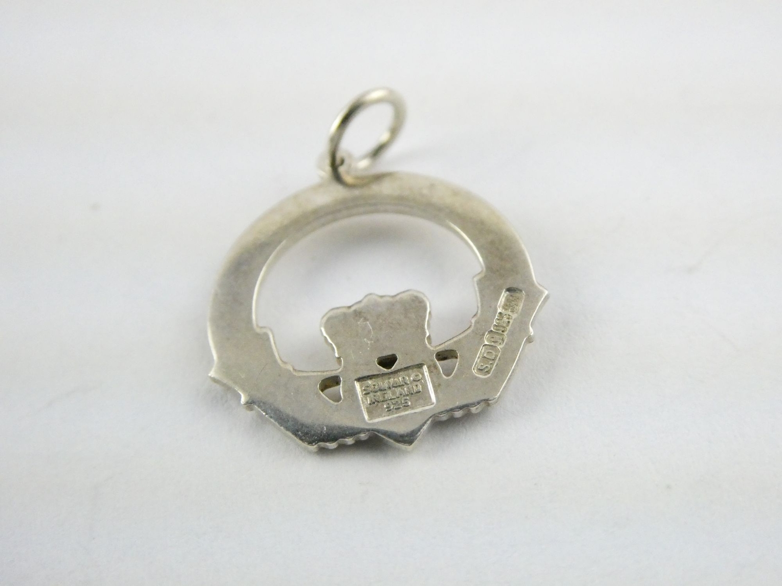 Solvar Ireland Sterling Silver Claddagh Hands Heart Charm Pendant 925 1.9g 7/8In