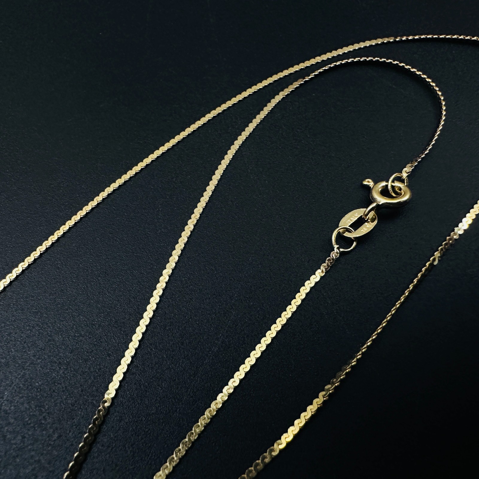 Solid 14K Yellow Gold Serpentine Link Chain Necklace, 1mm, 23 7/8″ LONG