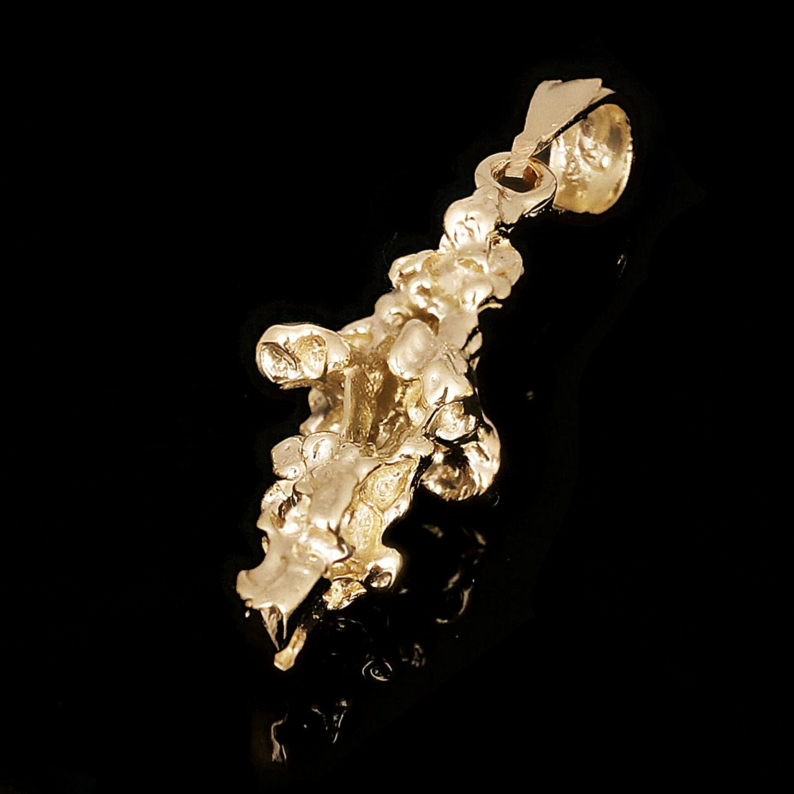 14k Yellow Gold Solid Free Form Nugget Charm Pendant 1.3″ 3.4 grams