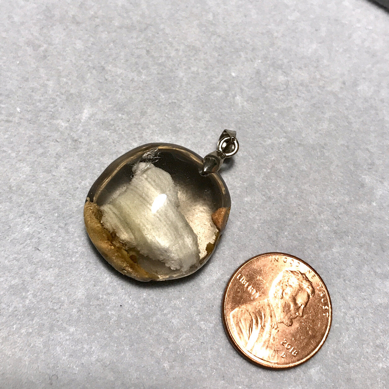 US SELLER Natural White Phantom Quartz Crystal Pendant With Stone Brazil Gem