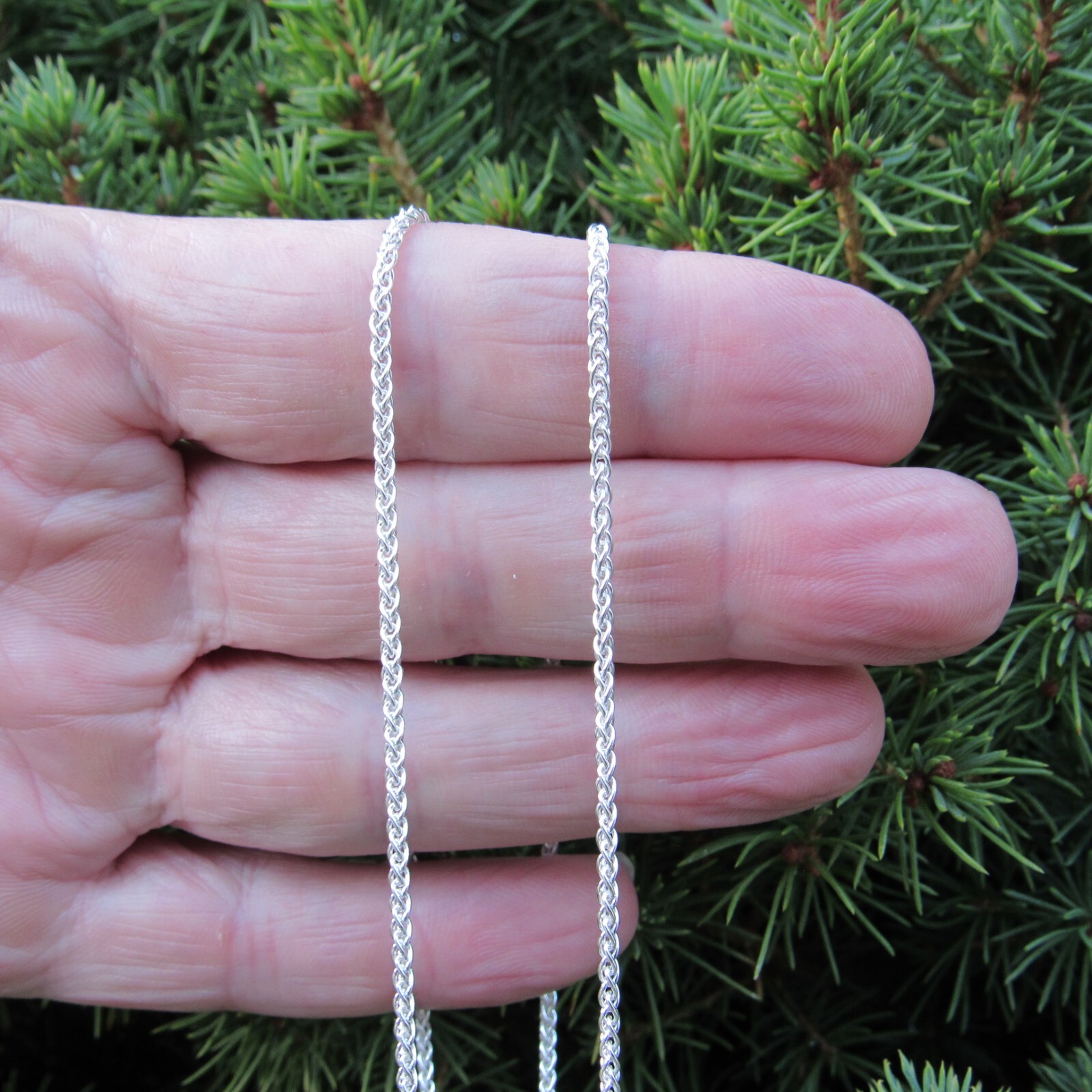 1.9MM Solid 925 Sterling Silver Italian SPIGA / WHEAT Chain Women’s Necklace