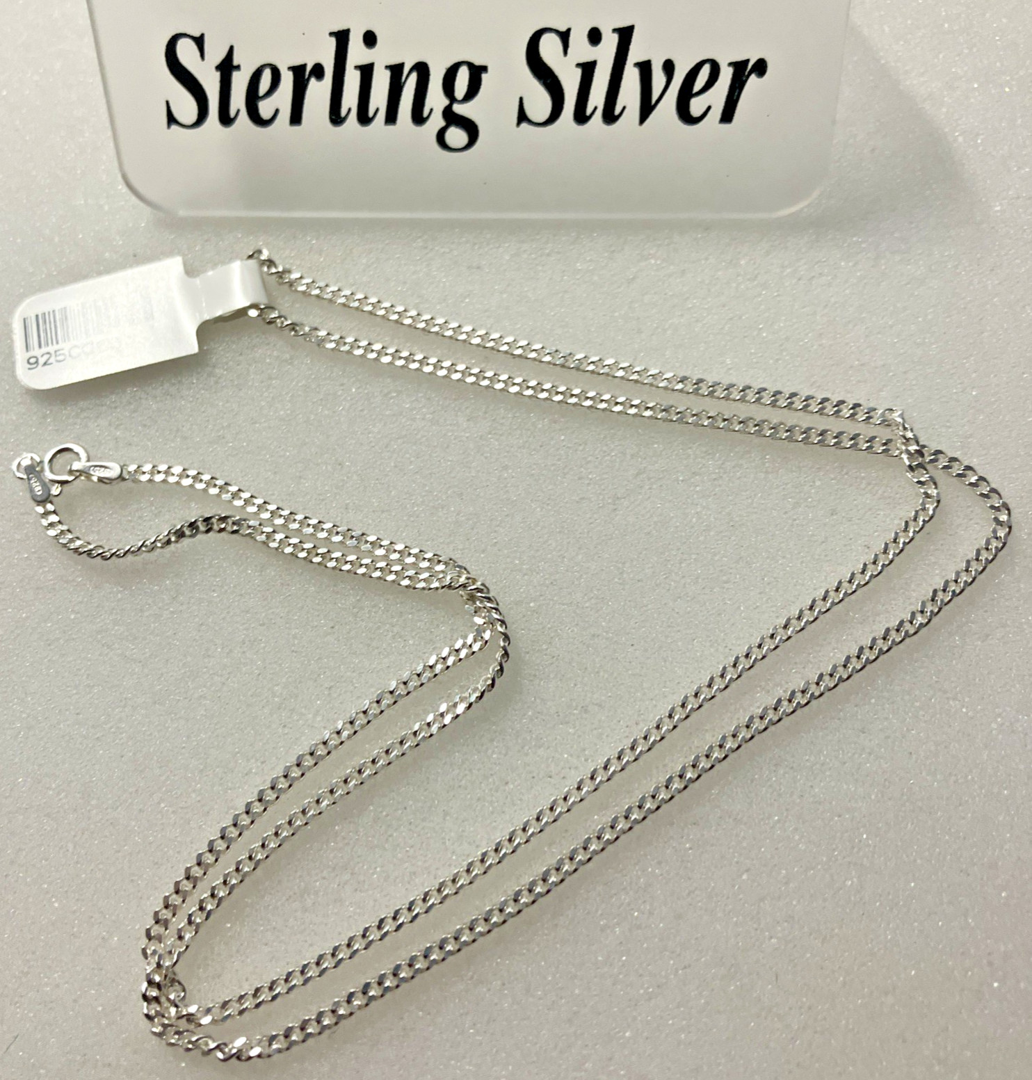 925 Italy Sterling Silver Solid Curb Link Chain Necklace 6.5grams 22” 2.1mm NWT