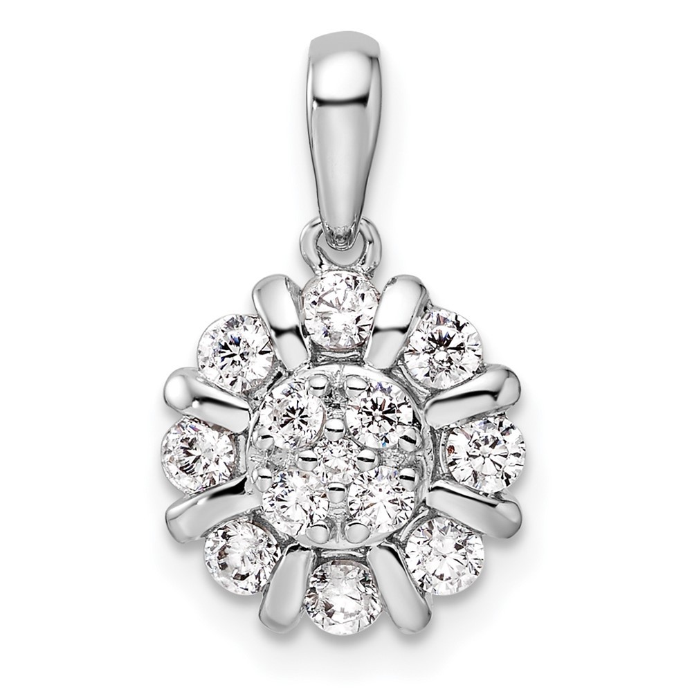 14k White Gold 1/2 Ct Round Cut Lab Grown Diamond VS/SI+ G+ Halo Pendant