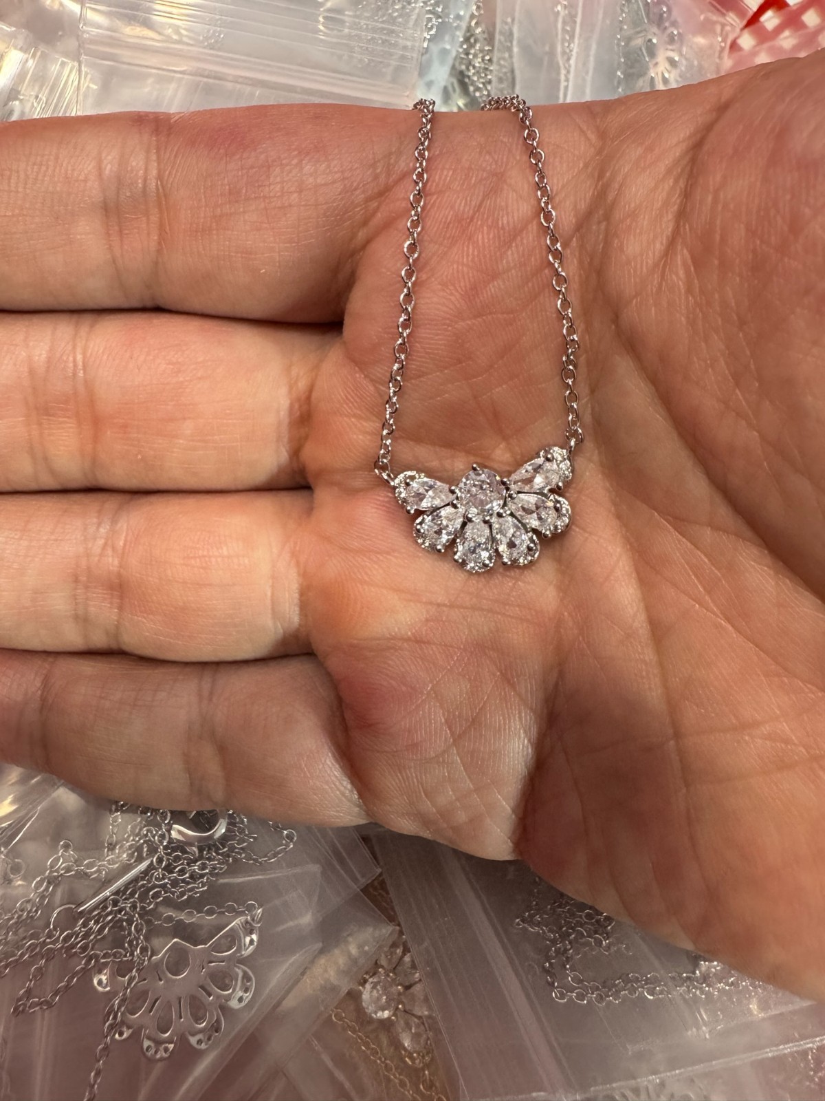 Chopard Fan Shaped Diamond Necklace 18K White Gold Pendant New