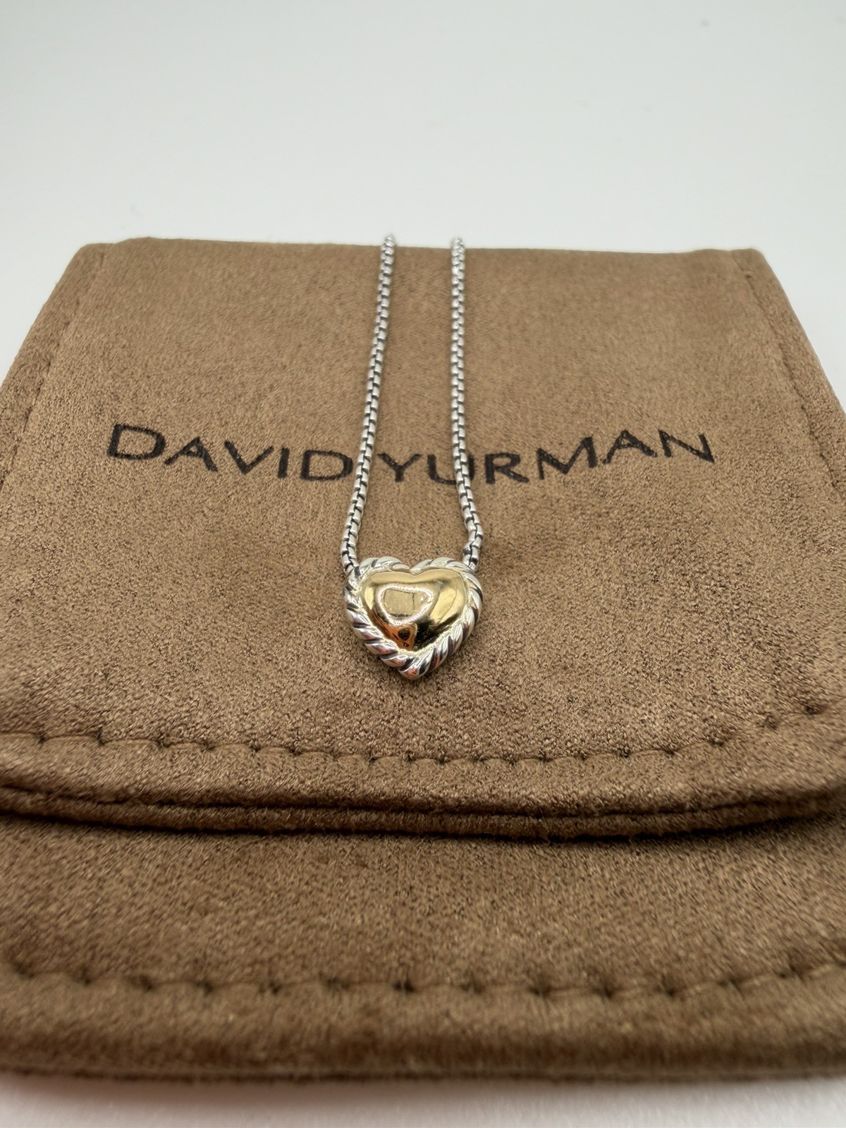 David Yurman Cable Cookie Classic Heart Necklace 18k Yellow Gold. 18 inch