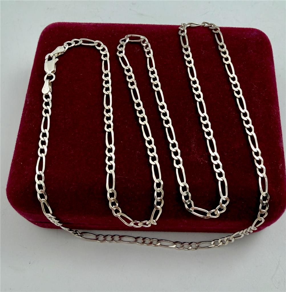 Milor Italy 925 Sterling Silver 3MM Figaro Chain Necklace 24″ Long