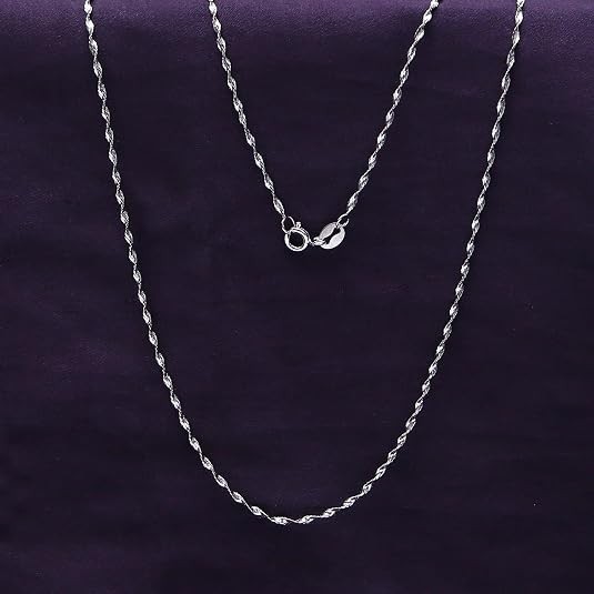 1.2mm Twisted Serpentine Chain 18″ Necklace for Women and Men Sterling Silver