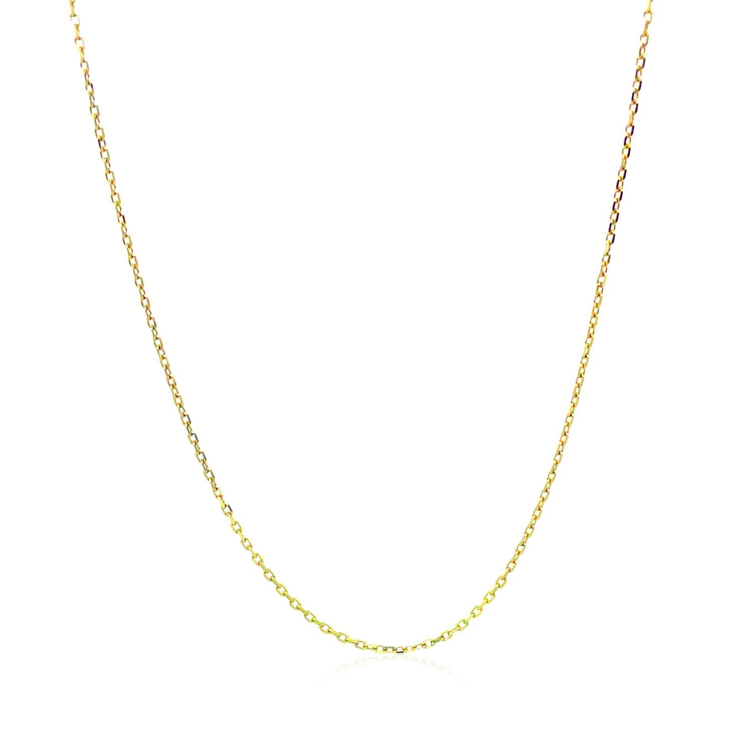 Diamond Cut Cable Link Chain, 18K Yellow Gold, Sizes 16-18, 0.80 mm, Sparkle