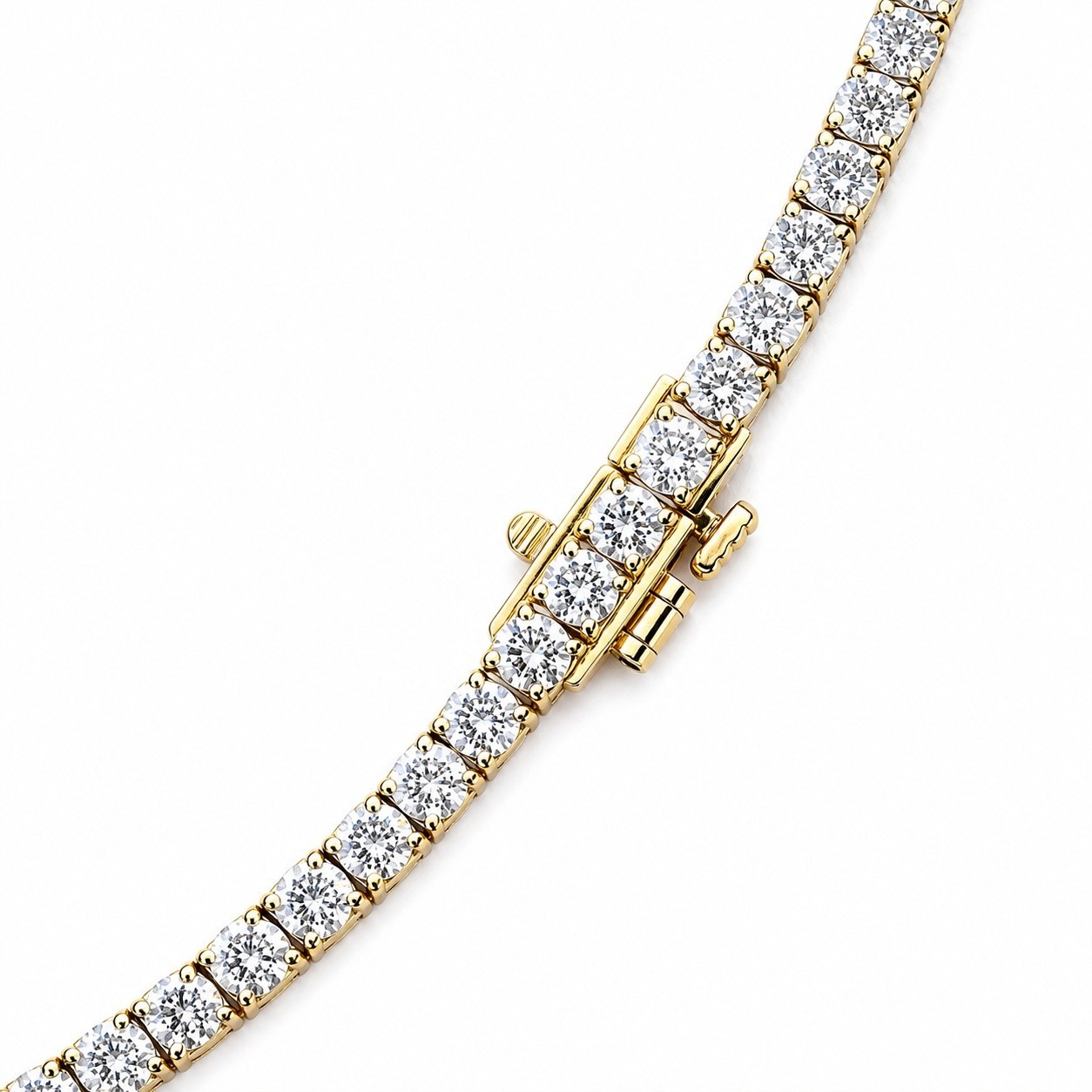 15.00 Ct Lab Grown Diamond Tennis Necklace 14k Yellow Gold 21 Gm E F VVS 17 Inch