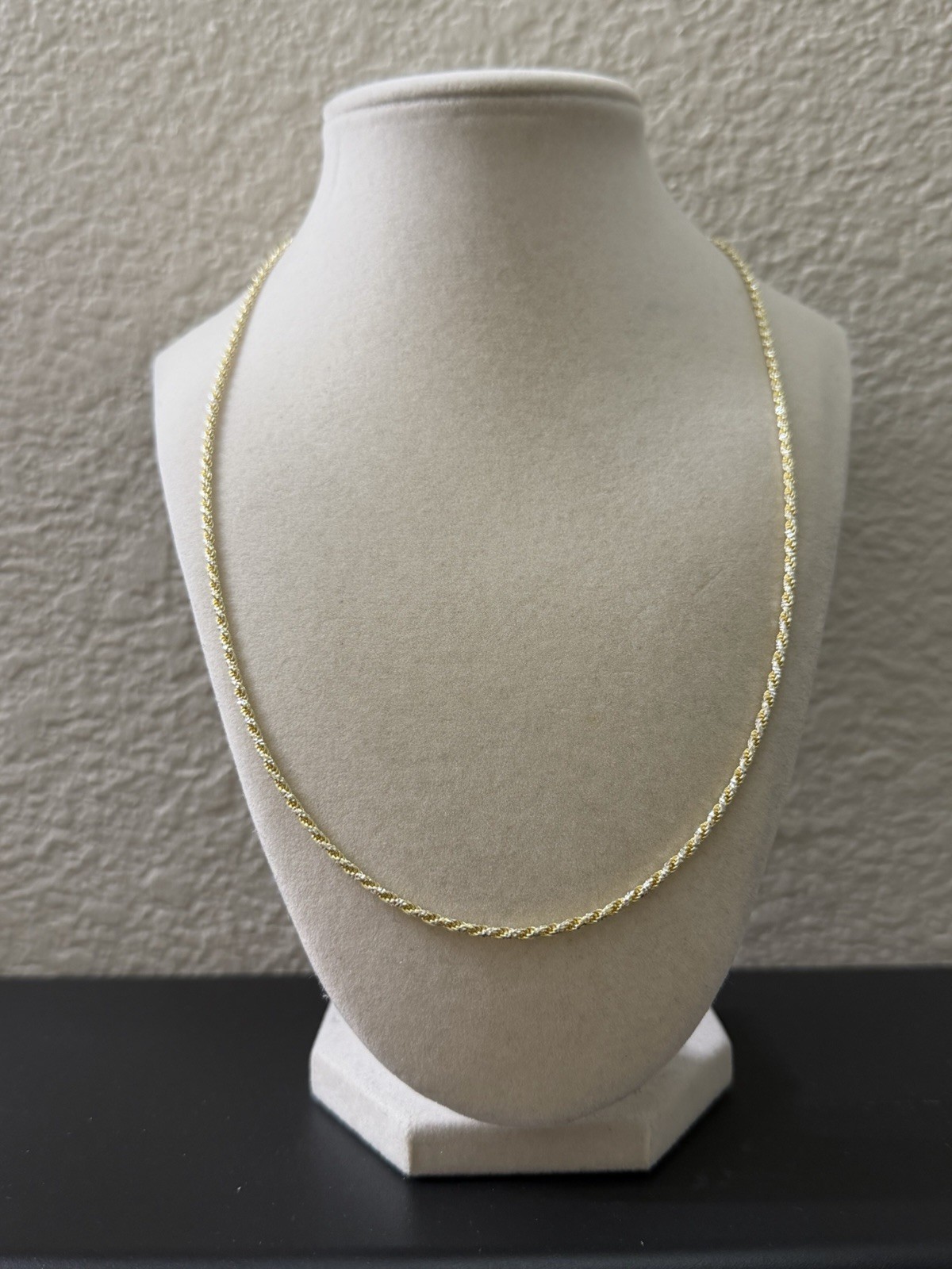 22 inch 2.2mm – Gold Over 925 Sterling Silver Two Tone Rope Chain