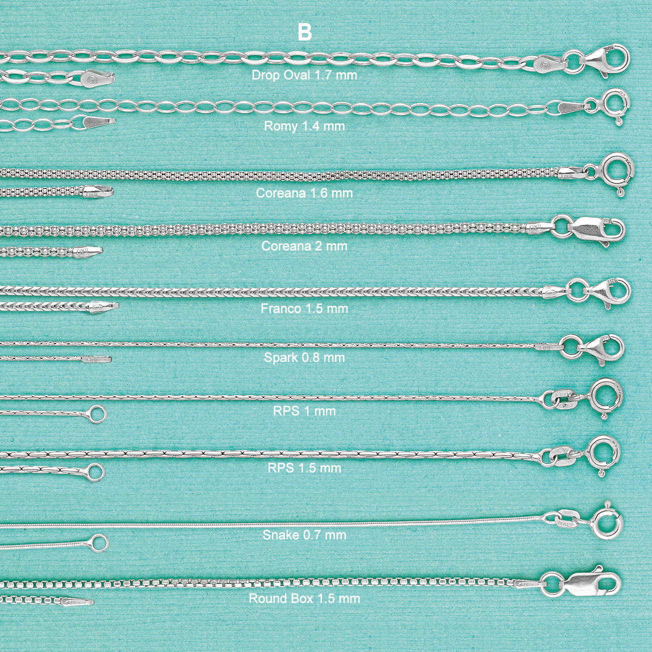 B) Italian Sterling Sterling Silver Chain Necklace-Silver Necklace-Pendant Chain