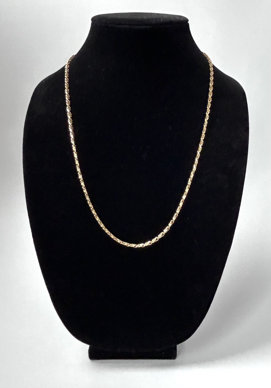 21K Solid Yellow Gold Box Bar Link Chain Necklace