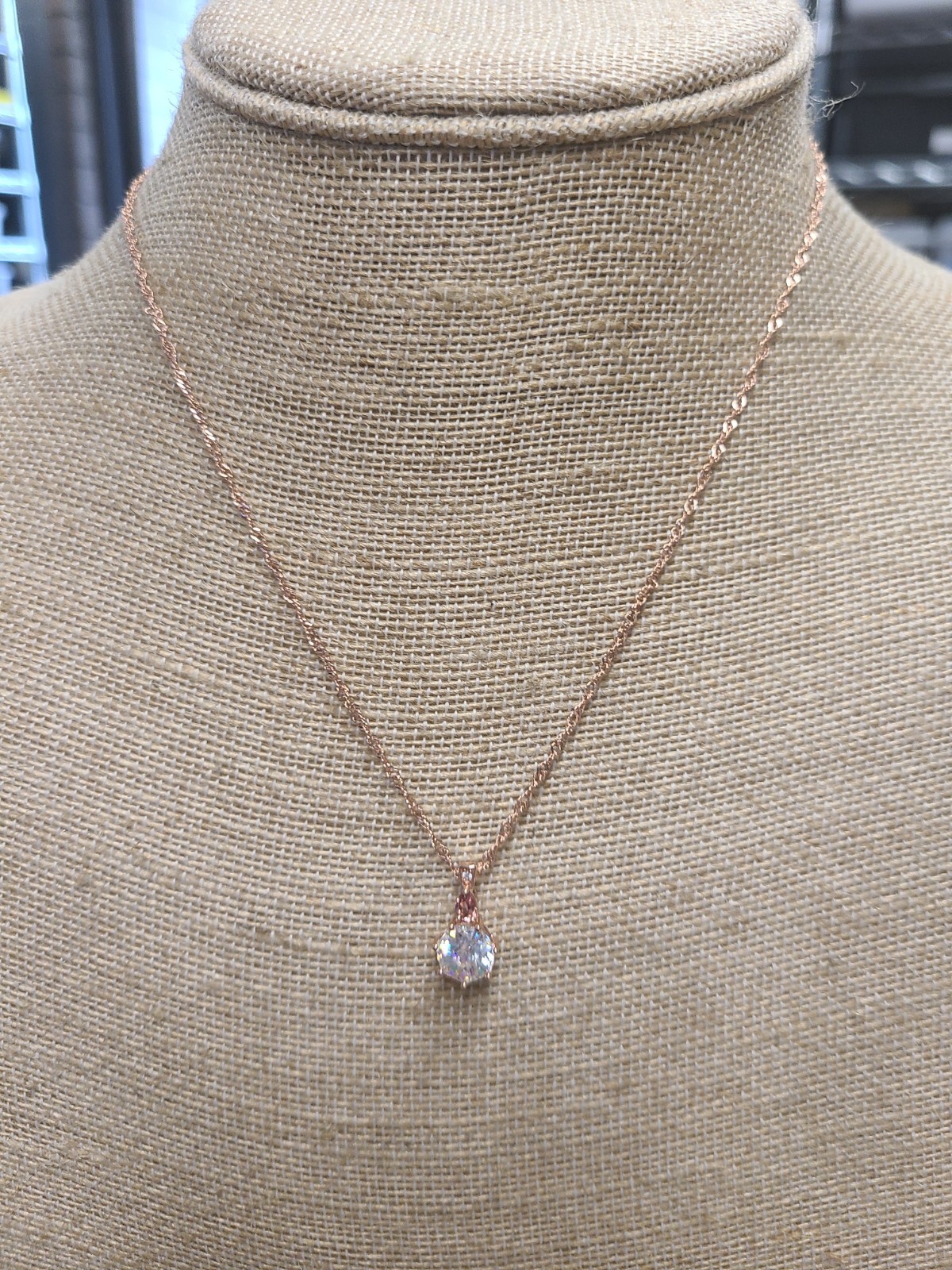 Heptagon Cut Strontium Titanate 18k Rose Gold Over Sterling Silver Pendant With
