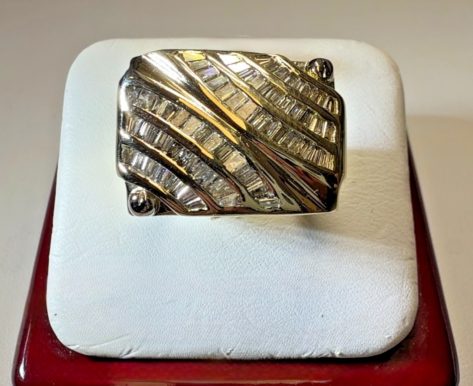 14k Diamond Mens Yellow Gold Channel set Ring 1 CT & 12.4 Gr