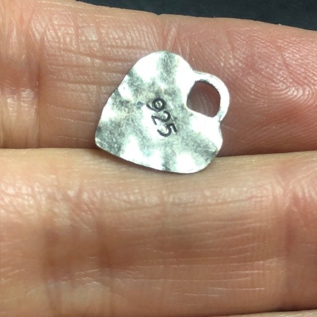 B3360 Sterling Silver 925 hammered Layered Heart Pendant Charm Small 16mm