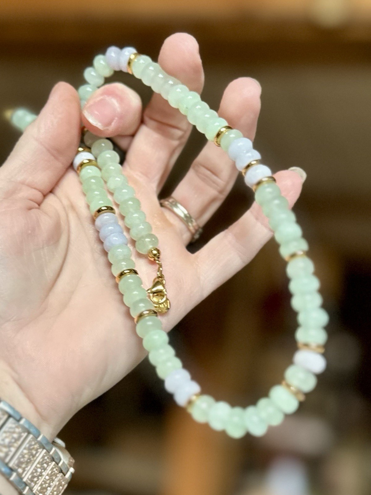 MAYAMAR Green/ Blue Quartz Gemstone Necklace 24k Gold Plated 16”