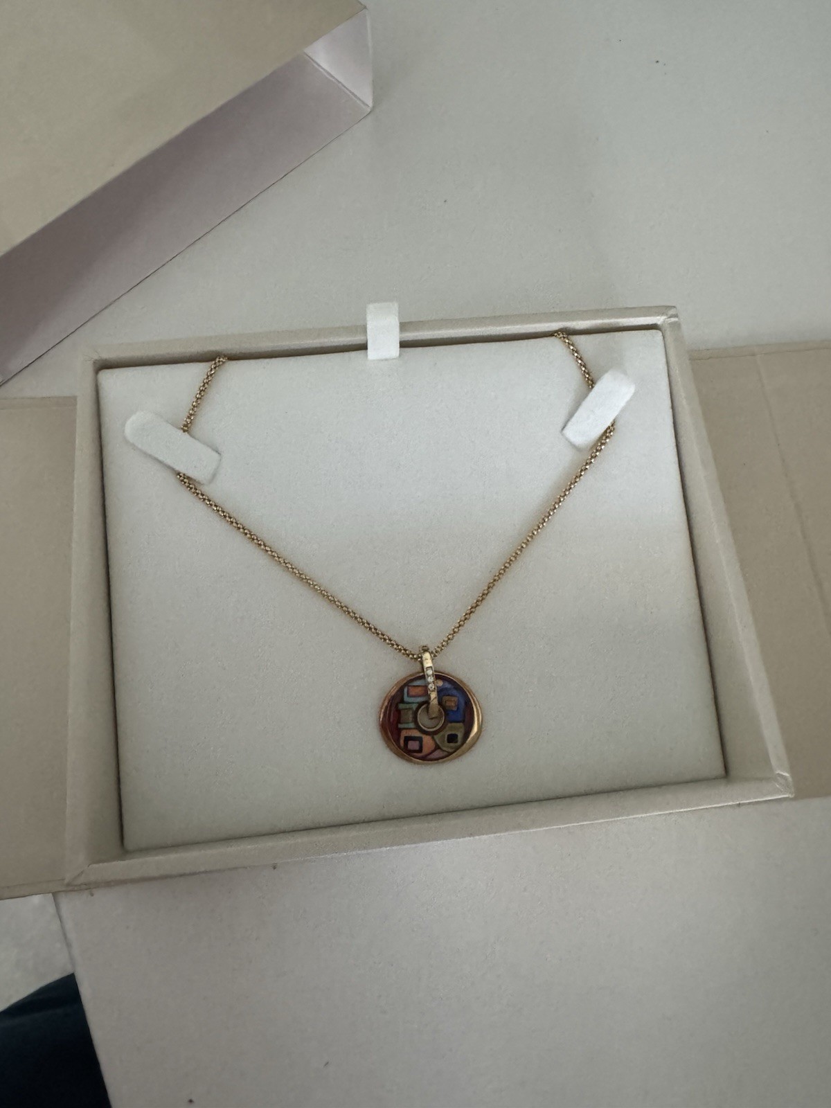 Frey Willie 18kt Gold Necklace with Enemal Charm Houses Design In Box New