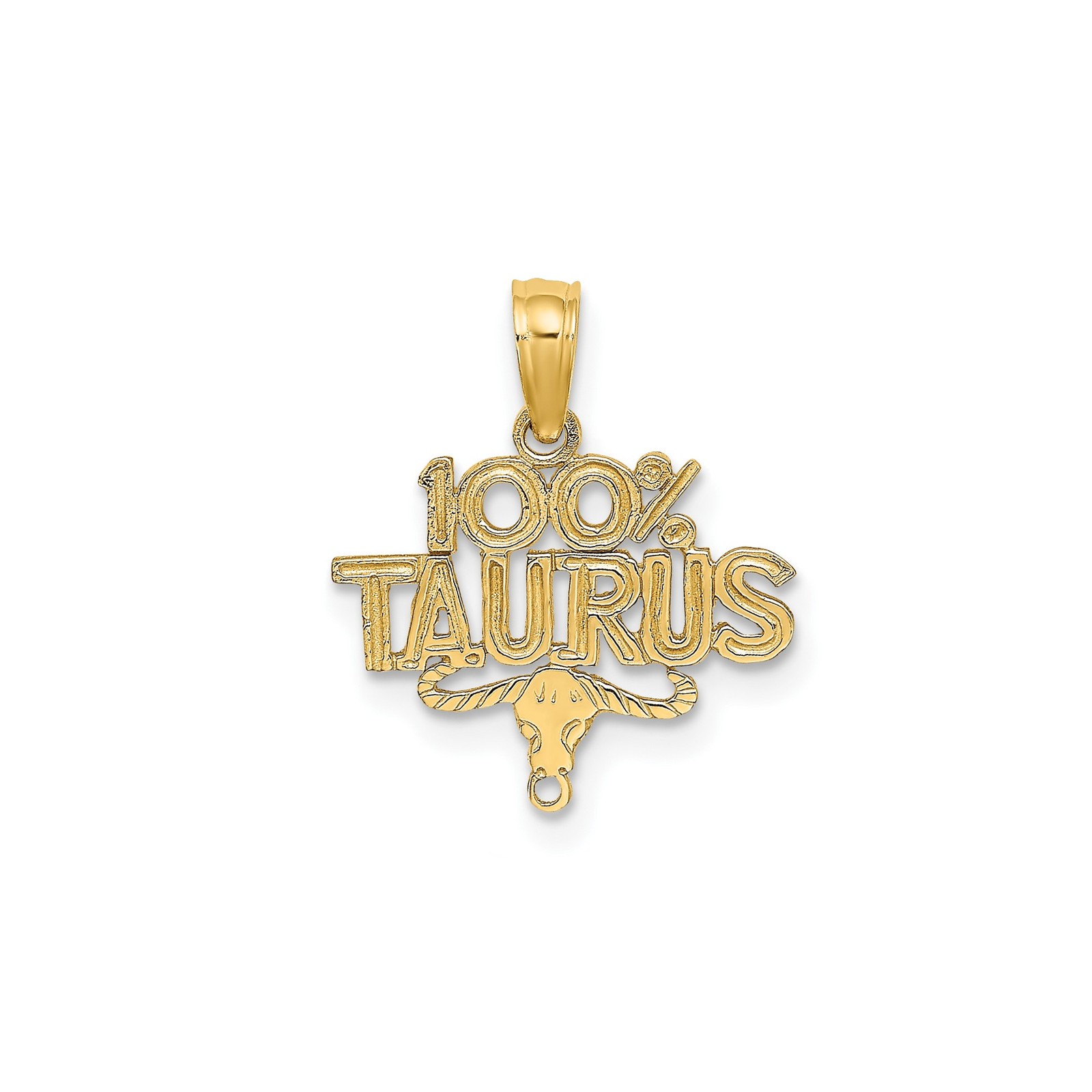 10k Yellow Gold Solid Taurus Bull Head Zodiac Pendant Charm 15.65mm