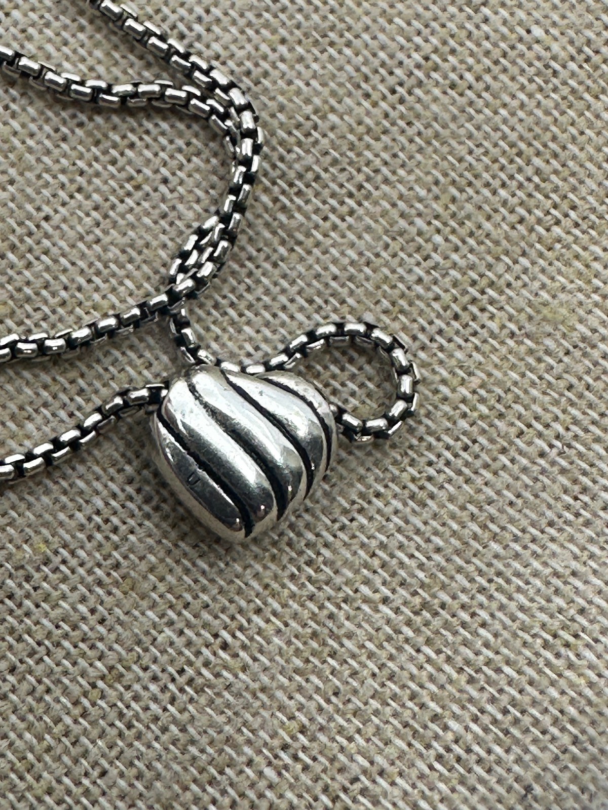 Silver 925 David Yurman Diamond Heart Pendant Necklace