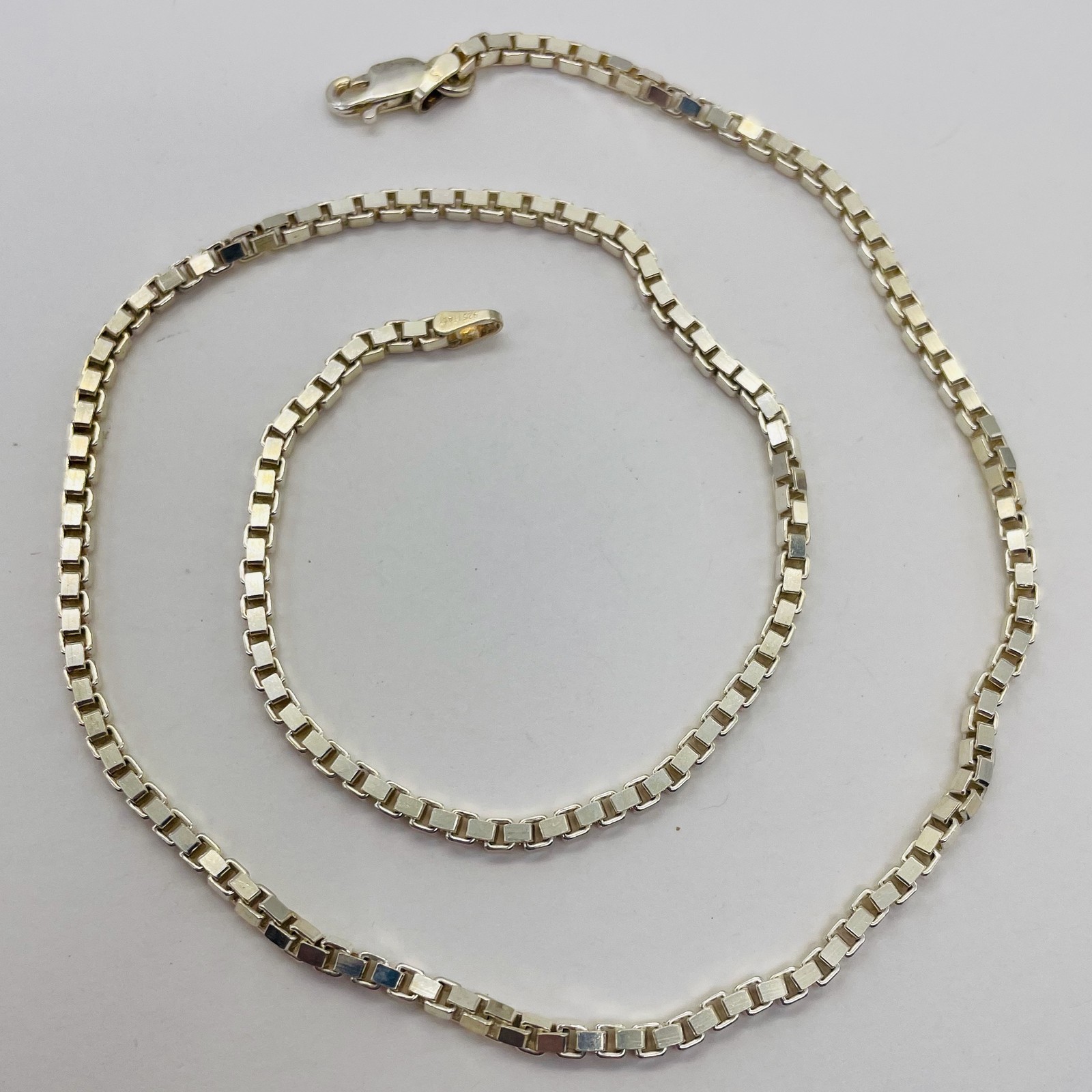 Italian Sterling Silver Box Chain Necklace | 16″ | 2mm |11.5G | 1 Necklace |