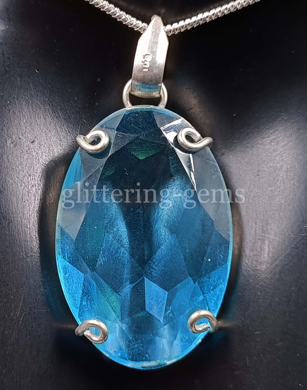 IGL 67.5 Ct Oval Cut Blue Topaz Natural 925 Silver Pendant Gemstone 25A