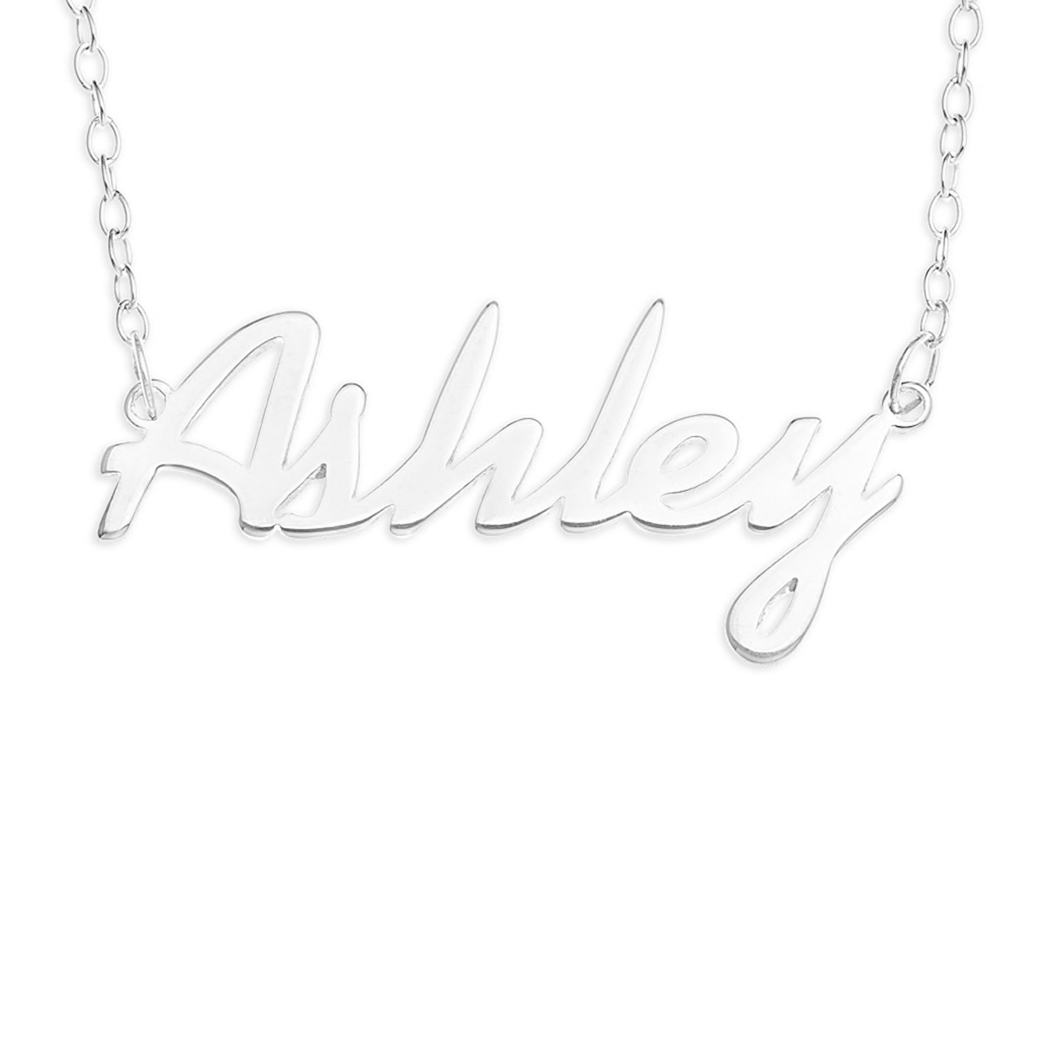 Ashley Name Plate Necklace Pendent Sterling Silver female Personalized Custom