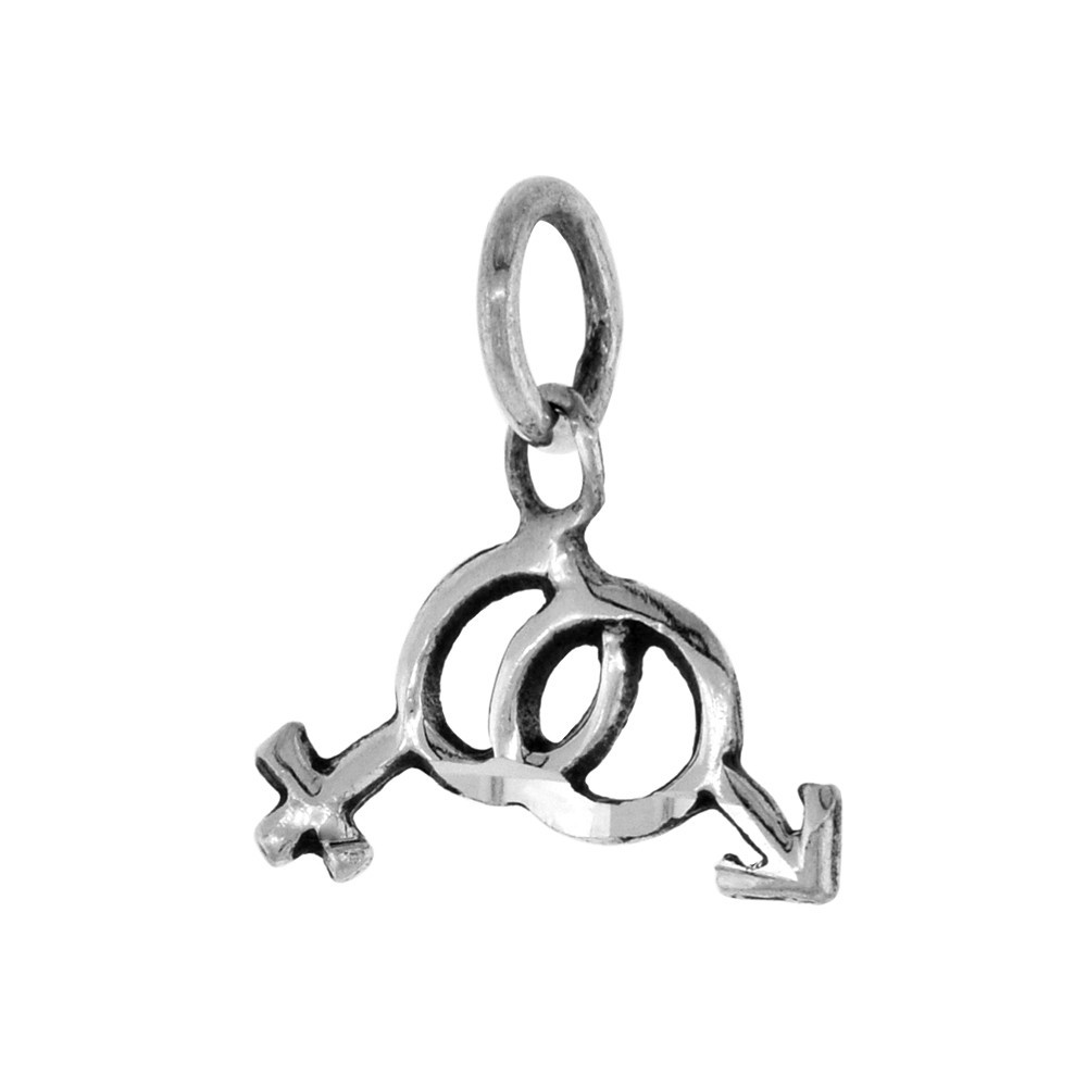925 Sterling Silver Male and Female Sign Pendant 3/8 (10mm) Inch Tall
