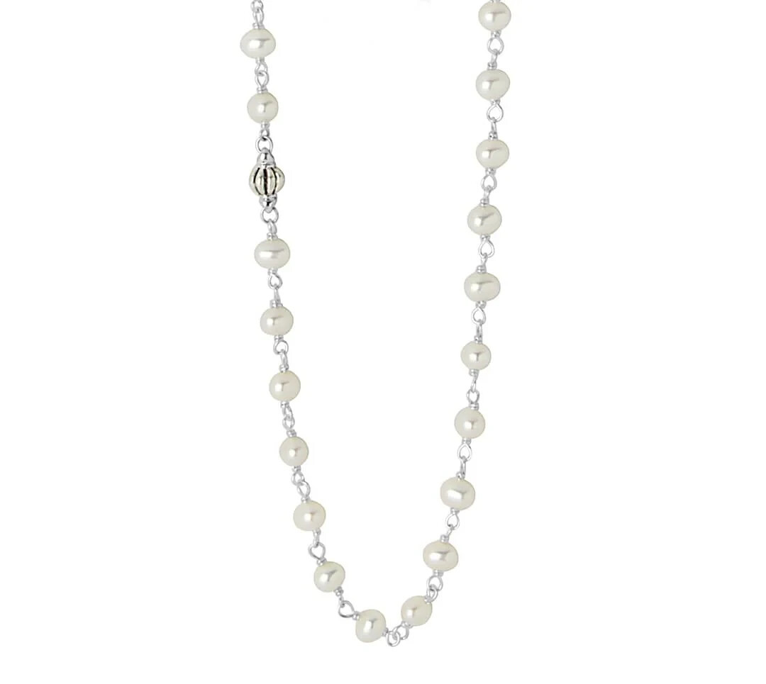 🆕LAGOS LUNA Collection Beaded Freshwater Pearl Sterling Silver Necklace 36in