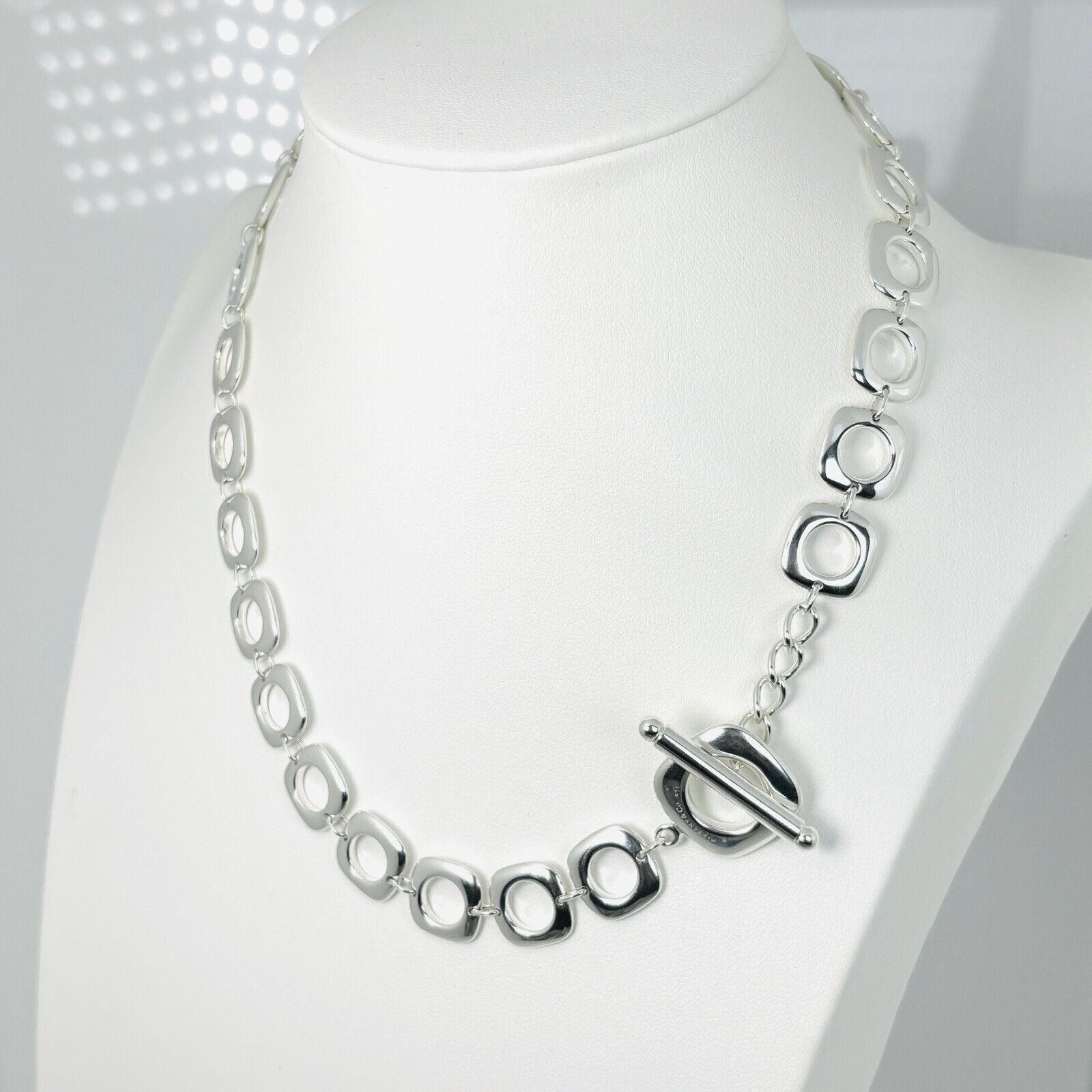 16.5″ Cushion Pendant Toggle Necklace in Sterling Silver