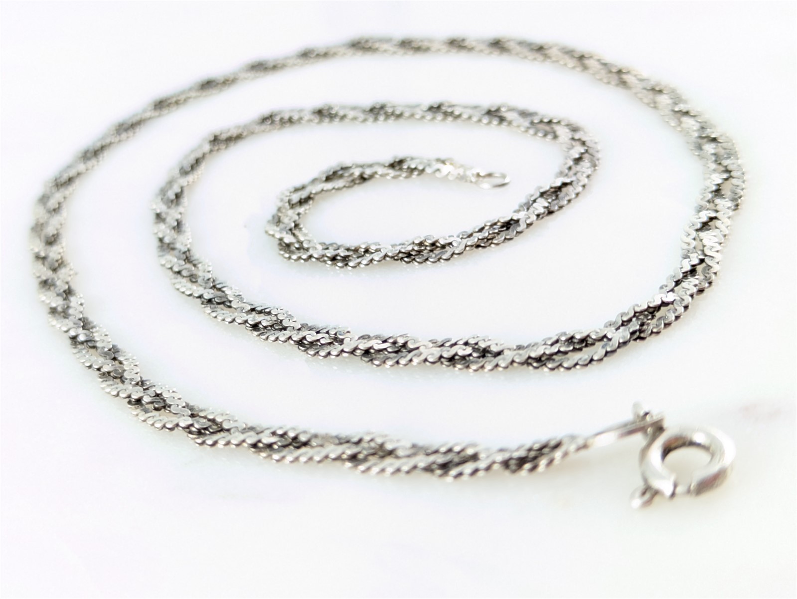 Vintage Solid Sterling Woven Braided Serpentine Flat Wave Chain Necklace 6 Grams