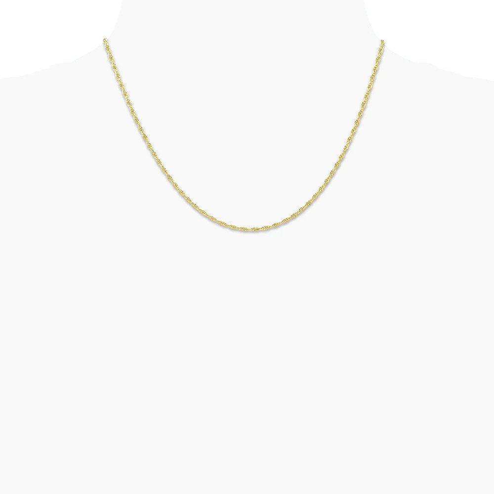 14K Yellow Gold 1.55mm Carded Cable Rope Chain Necklace 16″-24″