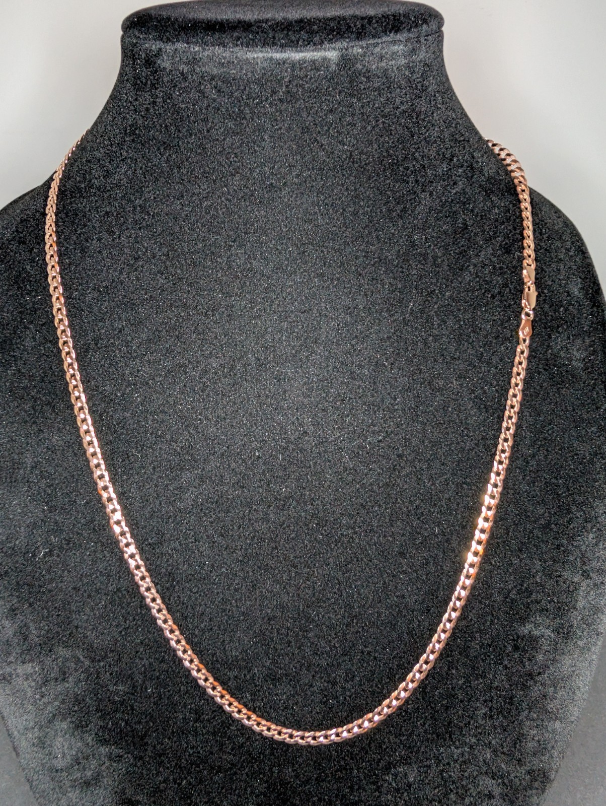Rose Gold over Solid 925 Sterling Silver Flat Cuban Chain 4.1mm 24in Necklace