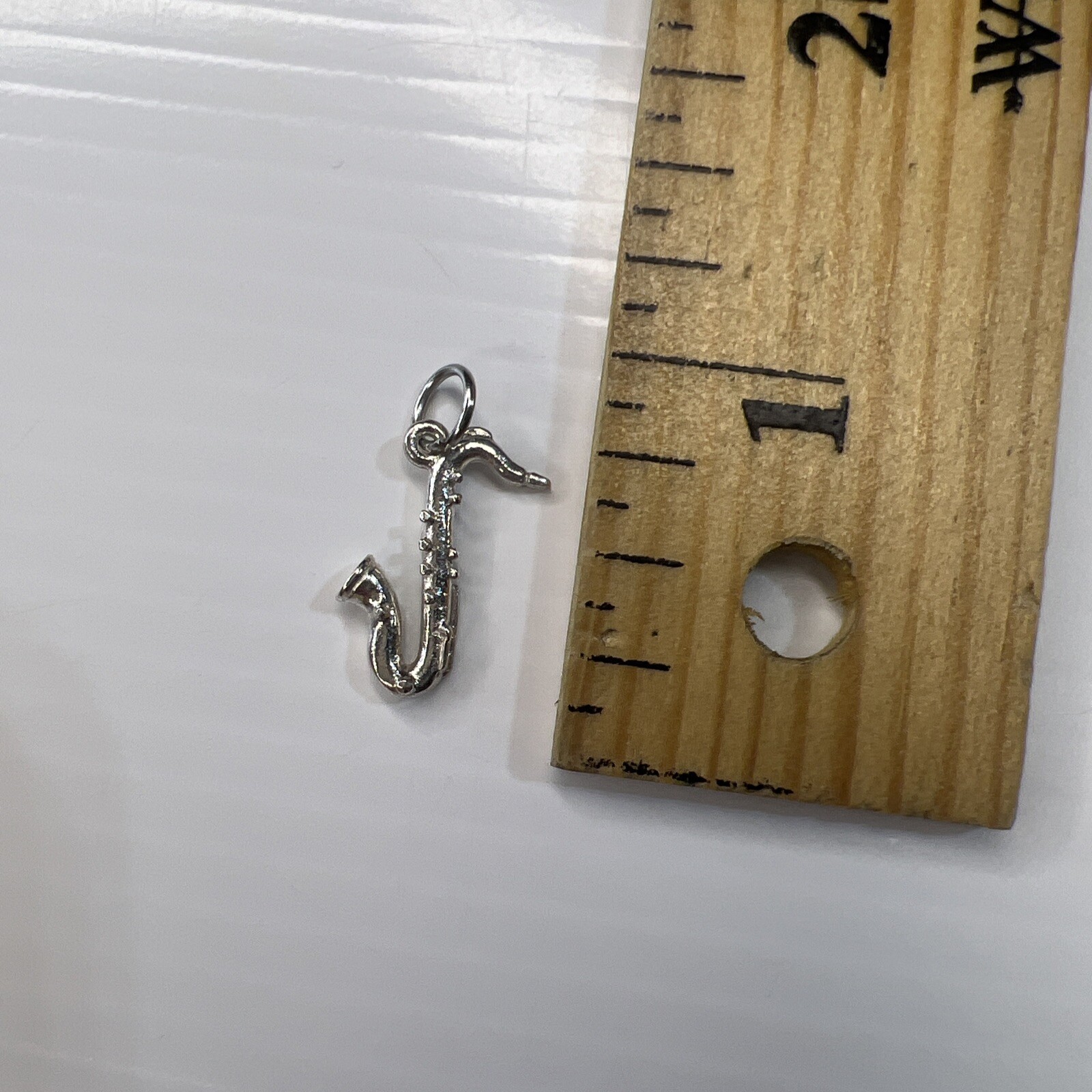 925 Sterling Silver Retro Charm Pendant Saxophone Sax Band Music Instrument Jazz