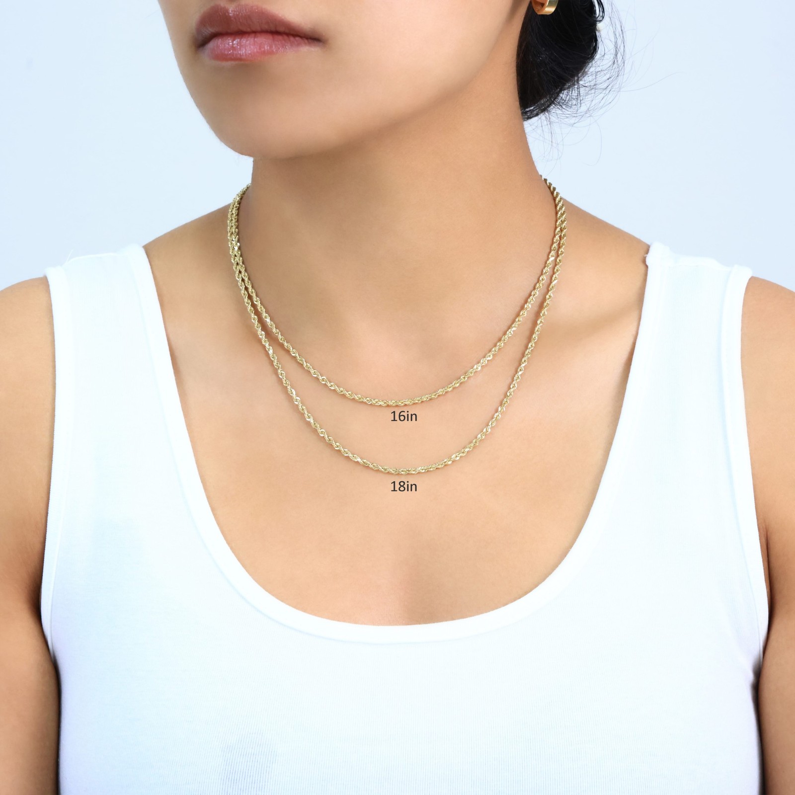 18K Yellow Gold Solid 2mm-6mm Rope Diamond Cut Chain Italian Necklace 16″- 30″